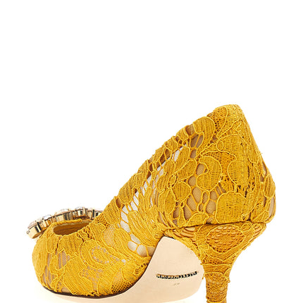 Dolce & Gabbana Bicolor Viscose Mid Heel Pumps