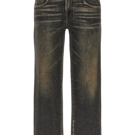 R13 Black Cotton Boyfriend Jeans