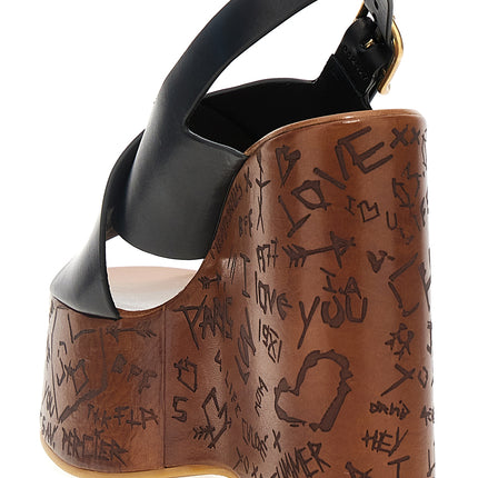 Chloé Black Calfskin Wedge Sandals