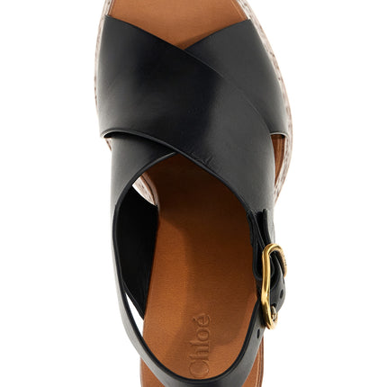 Chloé Black Calfskin Wedge Sandals