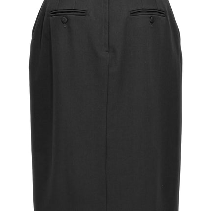 Dolce & Gabbana Black Virgin Wool Midi Skirt