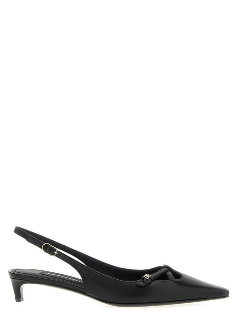 Dolce & Gabbana Black Lamb Leather Mid Heel Pumps