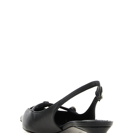 Dolce & Gabbana Black Lamb Leather Mid Heel Pumps