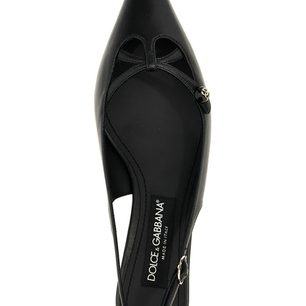 Dolce & Gabbana Black Lamb Leather Mid Heel Pumps
