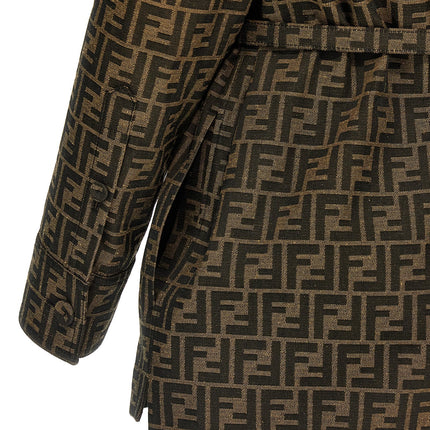 Fendi Brown Polyester Leather Jacket