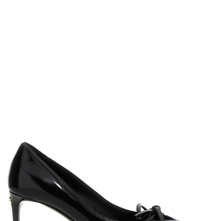 Dolce & Gabbana Black Calfskin Mid Heel Pumps