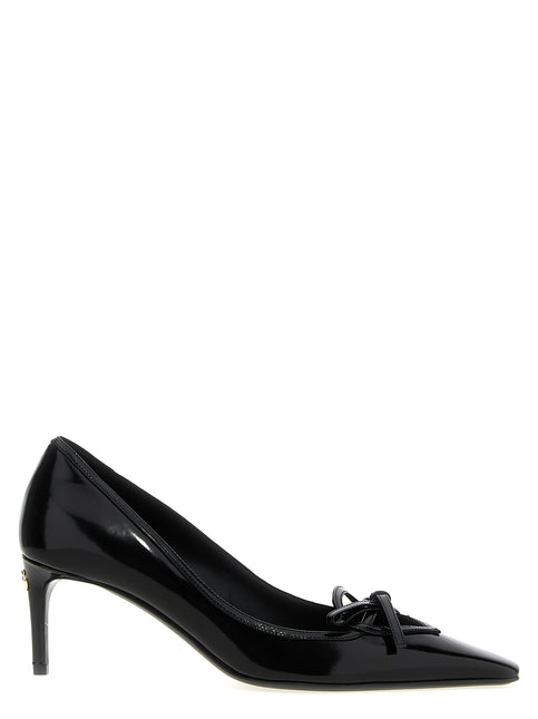 Dolce & Gabbana Black Calfskin Mid Heel Pumps