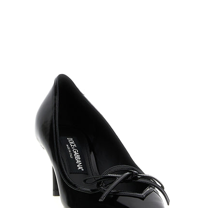 Dolce & Gabbana Black Calfskin Mid Heel Pumps