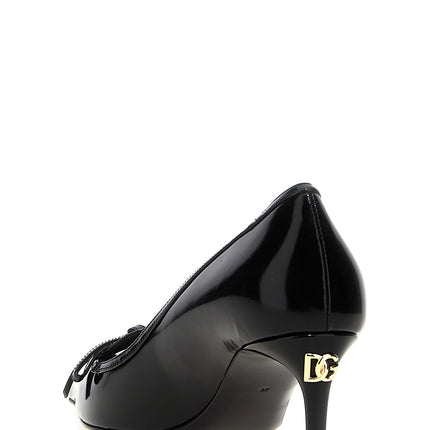 Dolce & Gabbana Black Calfskin Mid Heel Pumps