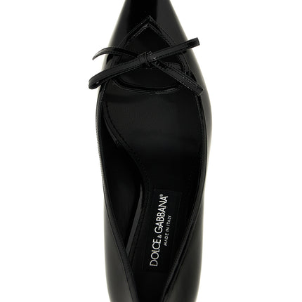 Dolce & Gabbana Black Calfskin Mid Heel Pumps
