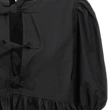 Ganni Black Cotton Short Dress