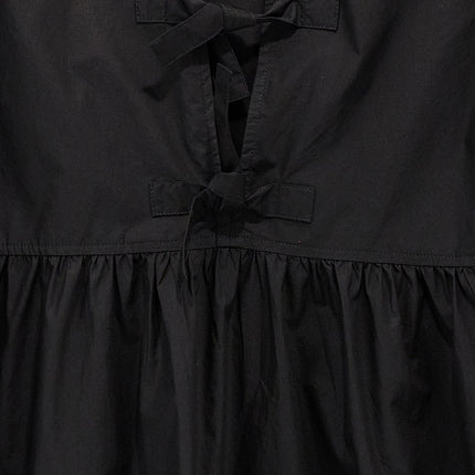 Ganni Black Cotton Short Dress