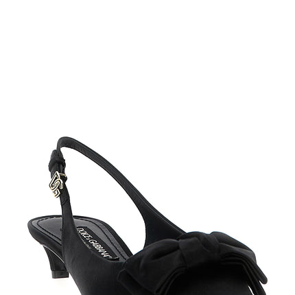 Dolce & Gabbana Black Viscose Mid Heel Pumps