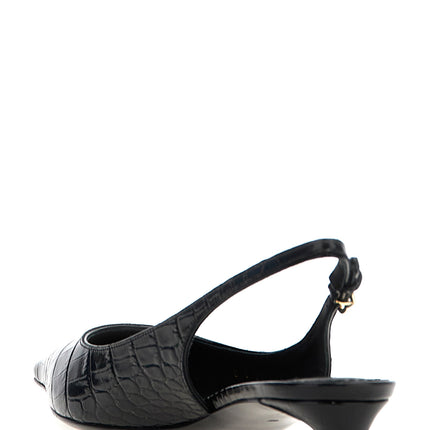 Dolce & Gabbana Black Calfskin Mid Heel Pumps