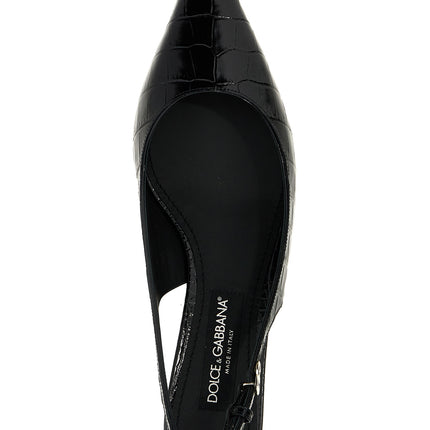 Dolce & Gabbana Black Calfskin Mid Heel Pumps