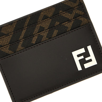 Fendi Brown Calf Leather Bos Taurus Cardholder