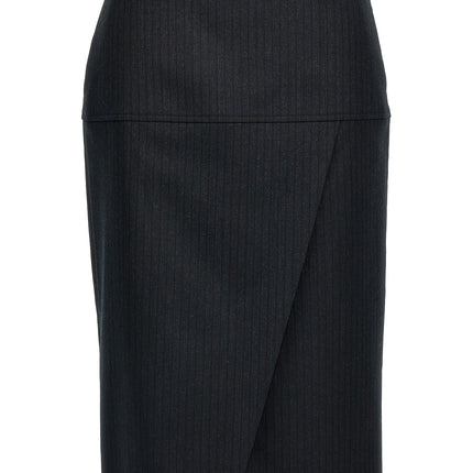 Fendi Gray Virgin Wool Midi Skirt