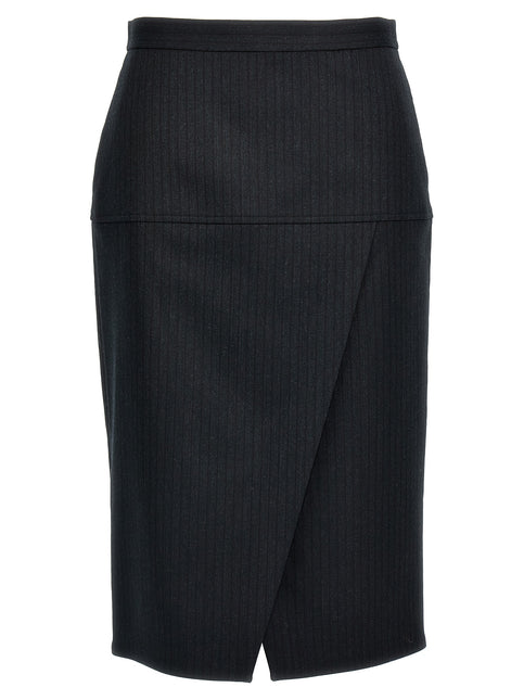 Fendi Gray Virgin Wool Midi Skirt