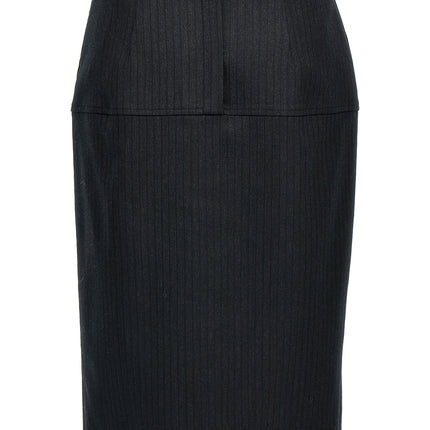 Fendi Gray Virgin Wool Midi Skirt