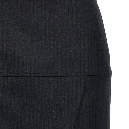 Fendi Gray Virgin Wool Midi Skirt