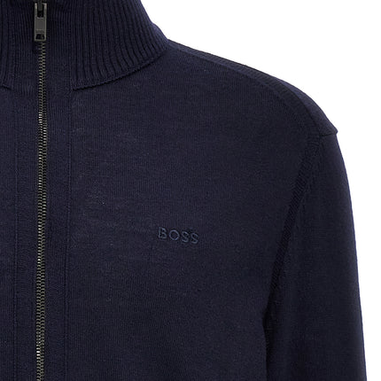 Hugo Boss Blue Wool Cardigan