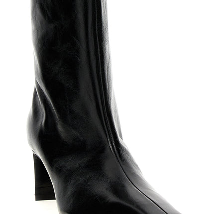 Khaite Black Calfskin Ankle Boots