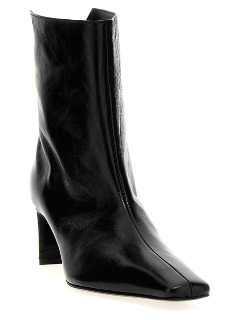 Khaite Black Calfskin Ankle Boots