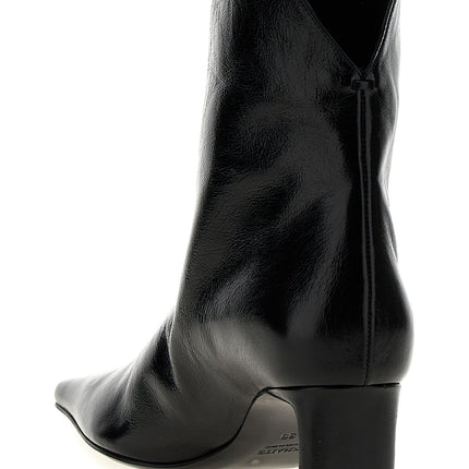 Khaite Black Calfskin Ankle Boots