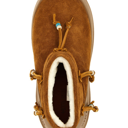 Moon Boot Brown Suede Leather Flat Boots