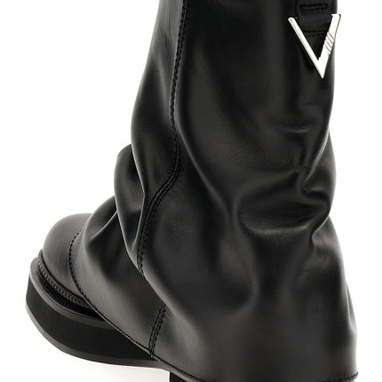 The Attico Black Calfskin Ankle Boots