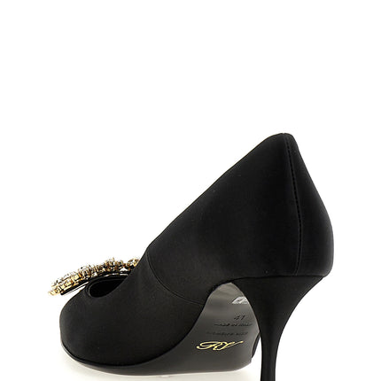 Roger Vivier Black Viscose Mid Heel Pumps