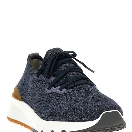 Brunello Cucinelli Blue Cotton Athletic Sneakers Brunello Cucinelli