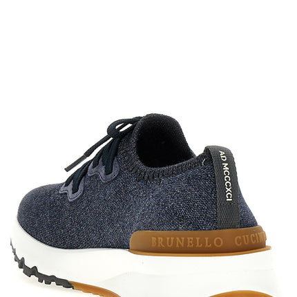 Brunello Cucinelli Blue Cotton Athletic Sneakers Brunello Cucinelli