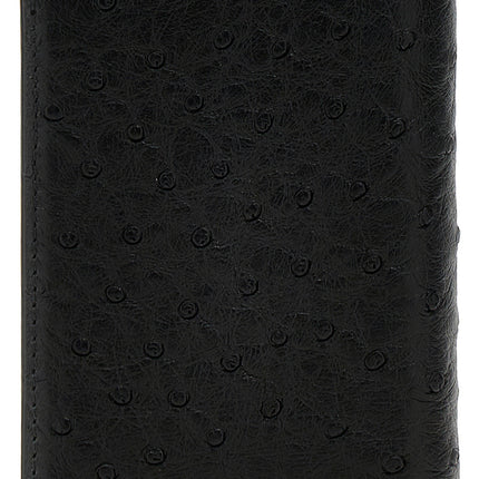 Valentino Garavani Black Ostrich Skin Cardholder
