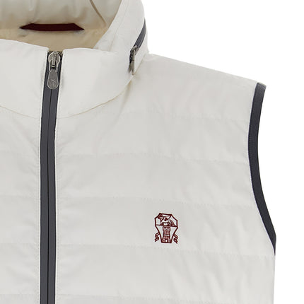 Brunello Cucinelli White Polyamide Sleeveless Jacket