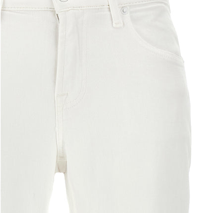 7 For All Mankind White Cotton High-Waisted Jean