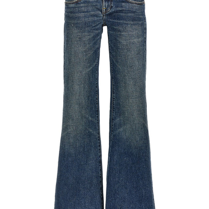 R13 Blue Cotton Flared Jeans