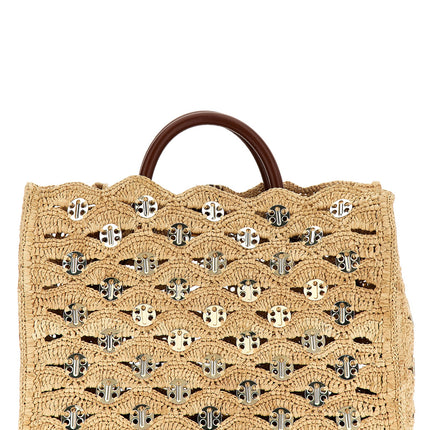 Paco Rabanne Beige Raffia Handbag