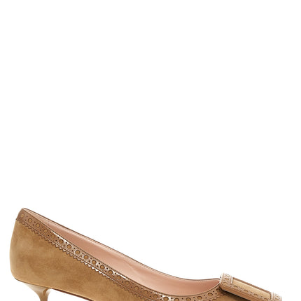 Roger Vivier Beige Goatskin Mid Heel Pumps