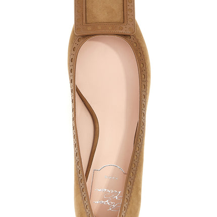 Roger Vivier Beige Goatskin Mid Heel Pumps