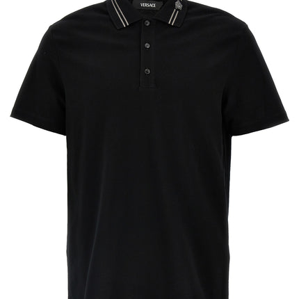 Versace Black Cotton Polo Shirt