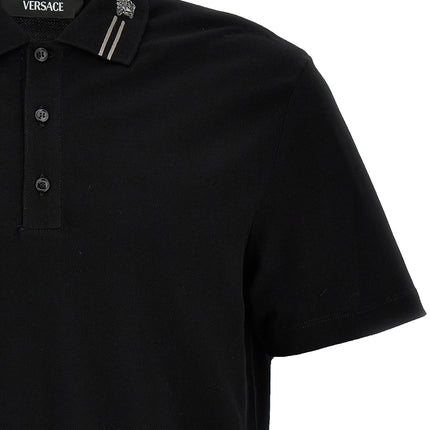 Versace Black Cotton Polo Shirt
