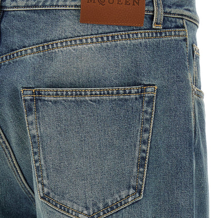 Alexander McQueen Blue Cotton Straight-Leg Jeans