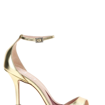 Roger Vivier Gold Calfskin Stiletto Heel Sandals