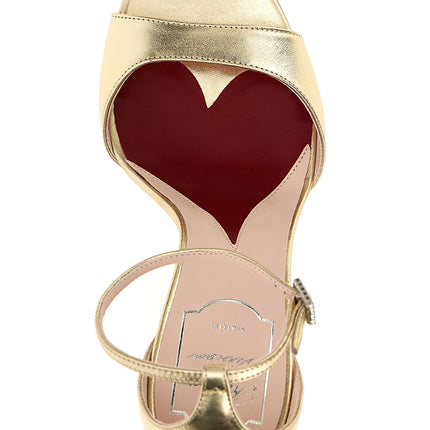 Roger Vivier Gold Calfskin Stiletto Heel Sandals