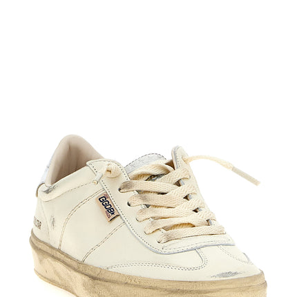 Golden Goose Silver Lamb Leather Low Top Sneakers