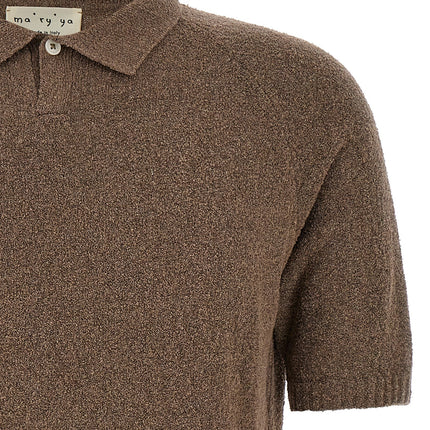 MA'RY'YA Brown Cotton Polo Shirt