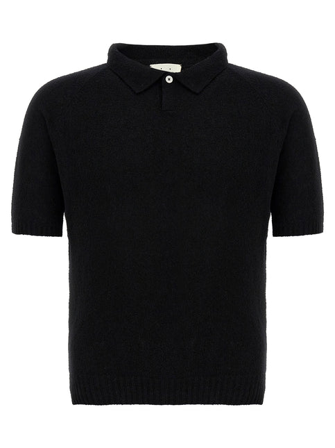 MA'RY'YA Black Cotton Polo Shirt