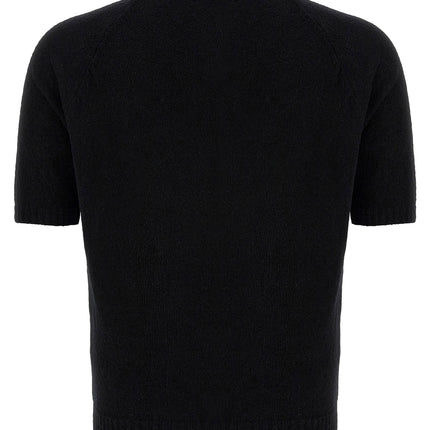 MA'RY'YA Black Cotton Polo Shirt