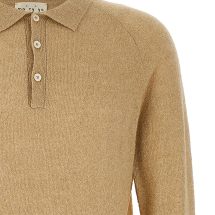 MA'RY'YA Beige Cotton Polo Shirt